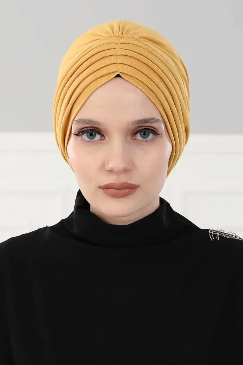 Pleated combed Bone mustard