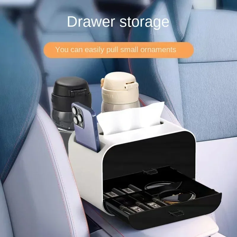 Multifunctional Car Armrest Storage Box Water Cup Holder Auto Back Seat Paper Bag Place Water Cup Creative Portability