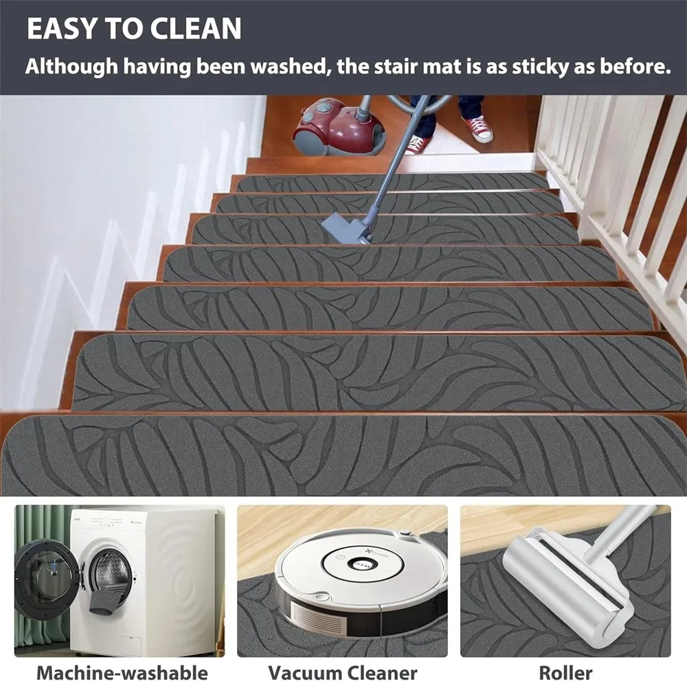 1/3pcs 20x76cm Washable non-slip Stair Treads Protector Rug Self-adhesive Carpet Stair Pad Stepping indoor Floor mats view 6