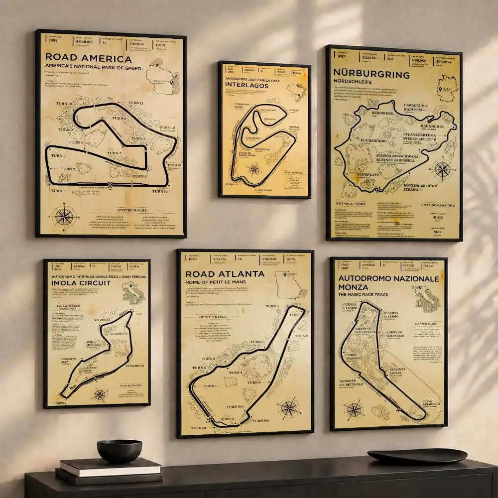 Classic Retor N-Nurburgring Circuit Painting Calligraphy Canvas Wall Art Prints for Living Room Bedroom Home Decor Gift