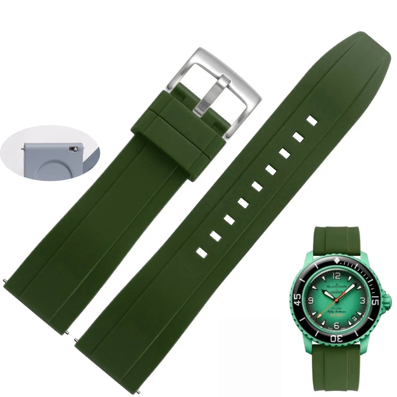 

FUYIJIA Quick release Fluororubber Watchbands S-watch+B-lancpain Substitute Strap 22MM Waterproof VITON Belt Watch Accessories