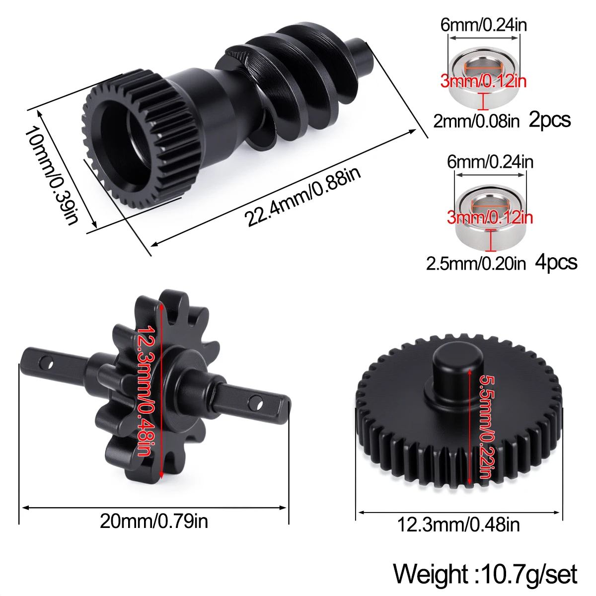 Carbon Steel Transmission Gearbox Gear Set With Bearings for 1/30 SCX30 RC Crawler Ford Bronco Jeep Wrangler Replacement Parts