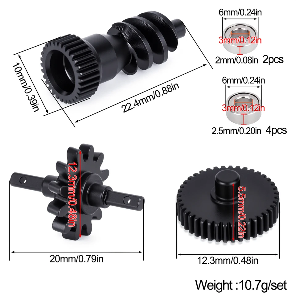 INJORA Set De Engranajes Sinfín 2/13T Para Ejes Traseros Y Delanteros De Axial SCX30 – Acero Inoxidable Aumenta Velocidad Un 23%