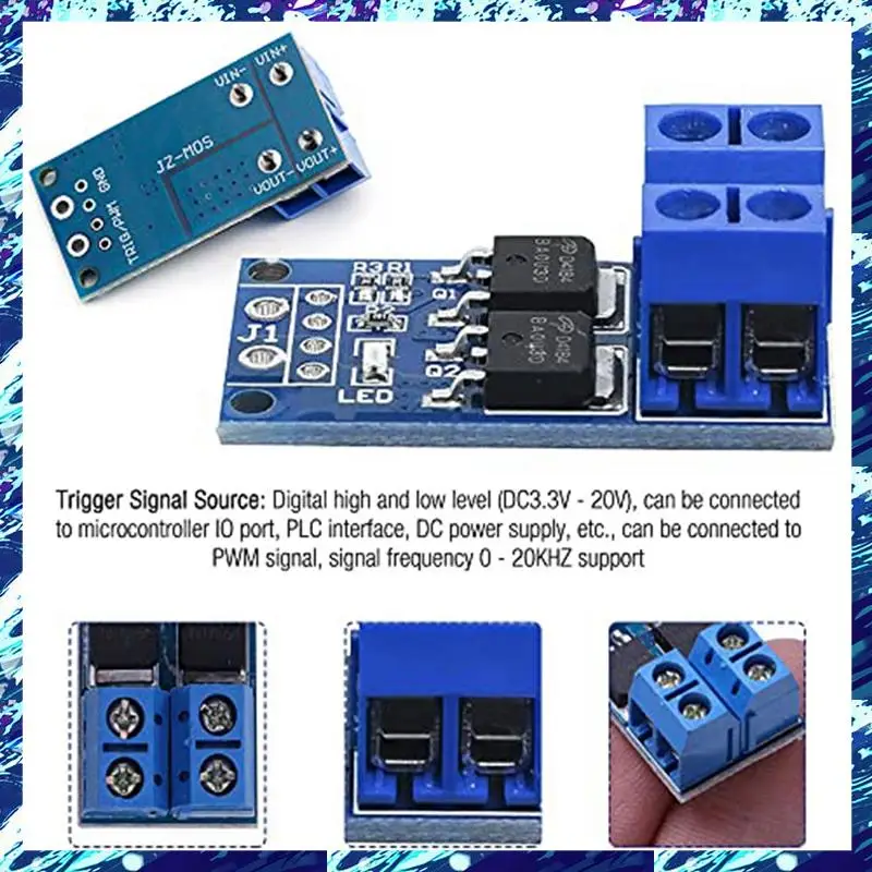 CEA 30PCS MOSFET Drive Module DC 5V-36V 15A(Max 30A) 400W Dual High-Power 0-20Khz PWM DC Motor Speed Controller