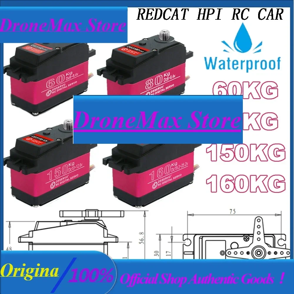 DroMa60KG/80KG/150KG/160KG Servo Numérique Haute Tension 25.2V 180 ° /270 °   Engrenage entièrement métallique étanche pour 1/5 Baja 5B SS Redcat HPI R