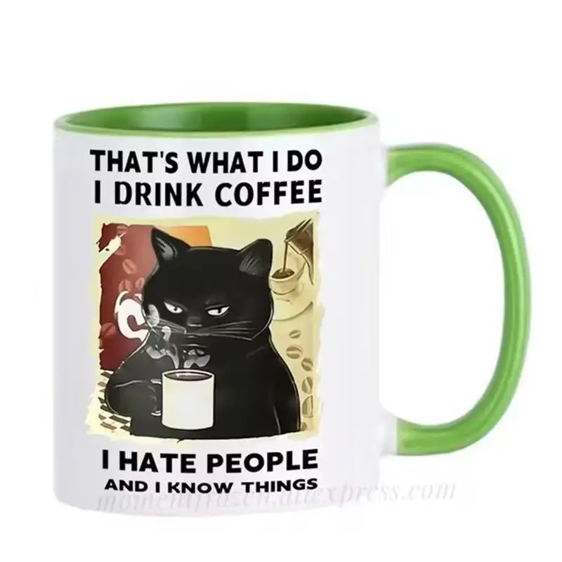 Funny Black Cat Mugs Coworker Gifts Coffee Spelled Backwards Is Eeffoc Coffeeware Mugen Home Decal Drinkware Tea Cup Teaware