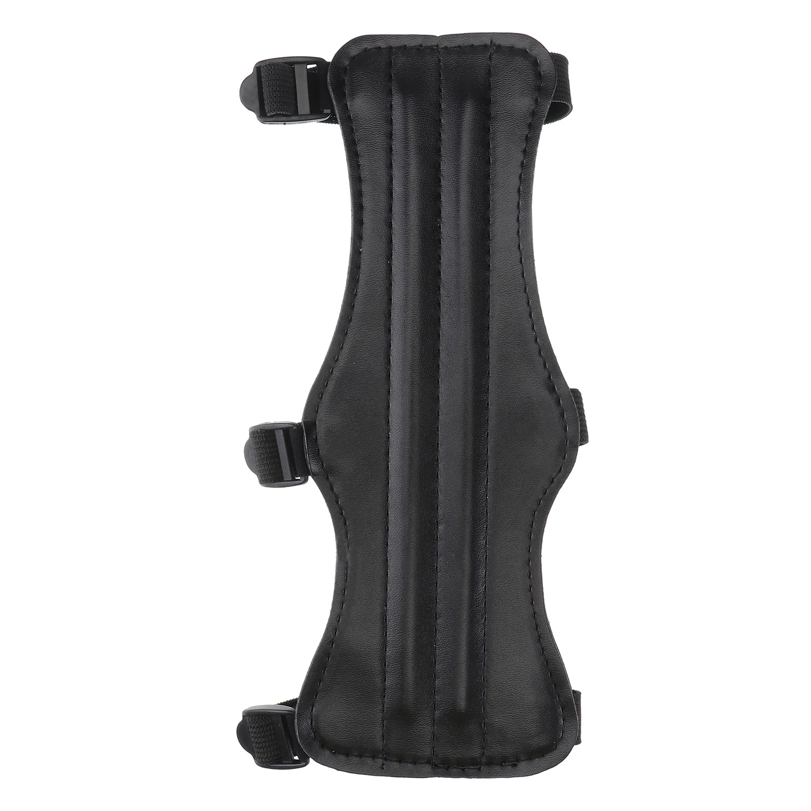 

PU Archery Arm Guard Black Adjustable Triple Buckle Strap Protective Forearm Guard for Hunting Recurve Shooting