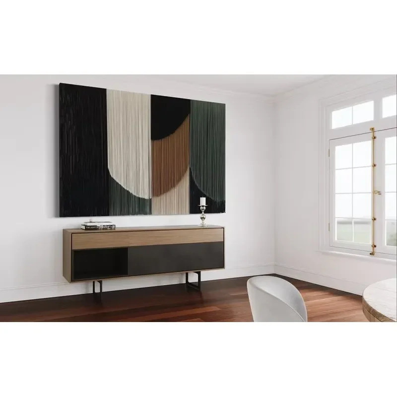 Modern Large Geometric Macrame Cotton Woven Decorative Art Style Landscape Pattern Tapestry Wall Hanging for Living Room