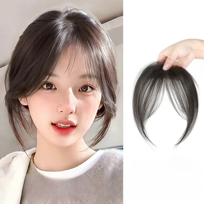 

Women Middle Part Fake Bangs Fringe Synthetic Topper Hairpiece Clip-In Bang Extension Natural Invisible Clourse Hairpiece 1PC