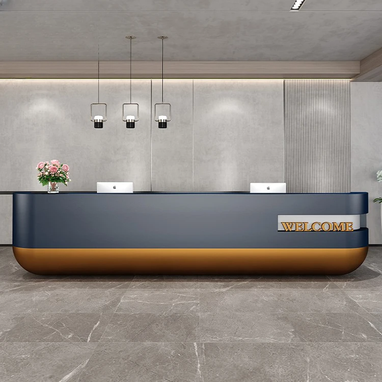 Reception desk, painted bar, curved cash register, commercial creative contact desk, information desk