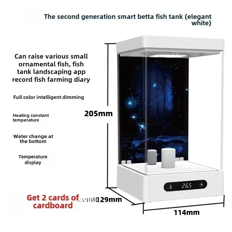 Smart Betta Fish Tank Mini Desktop Aquarium with Constant Heating Thermostatic Full Color LED Light Eco Night Lamp