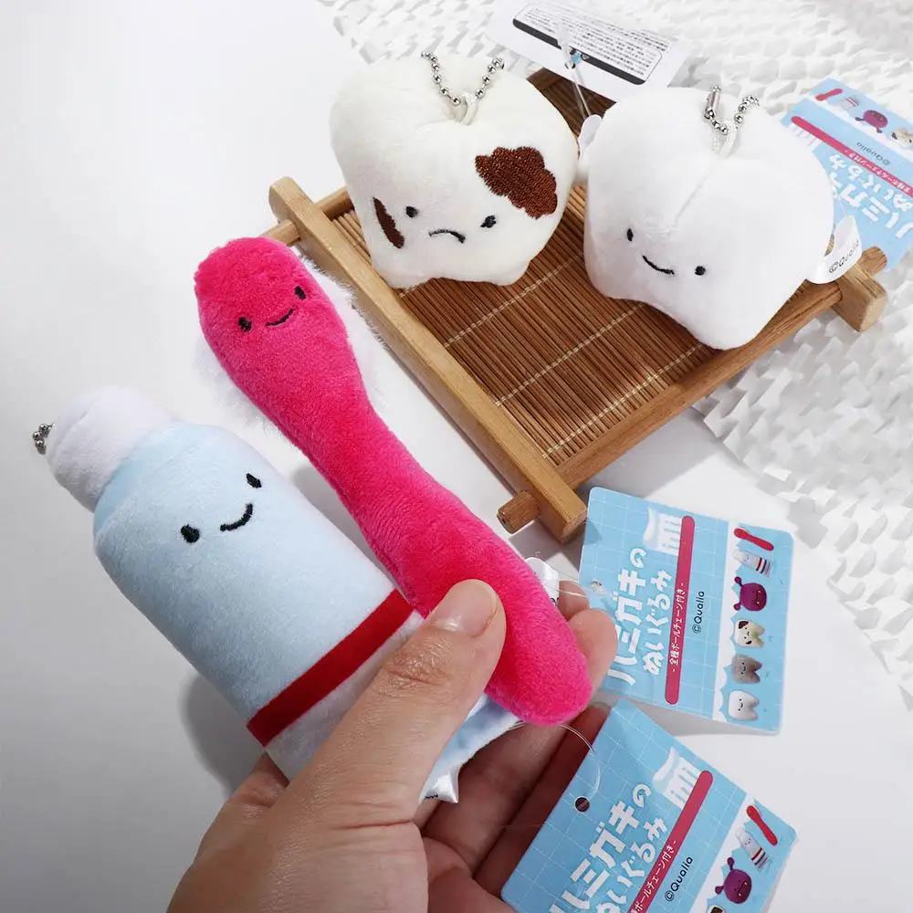 Adorável chaveiro de dentes macios dos desenhos animados escova de dentes cuidados para dentes pingente decadado cuidados com os dentes presente dental