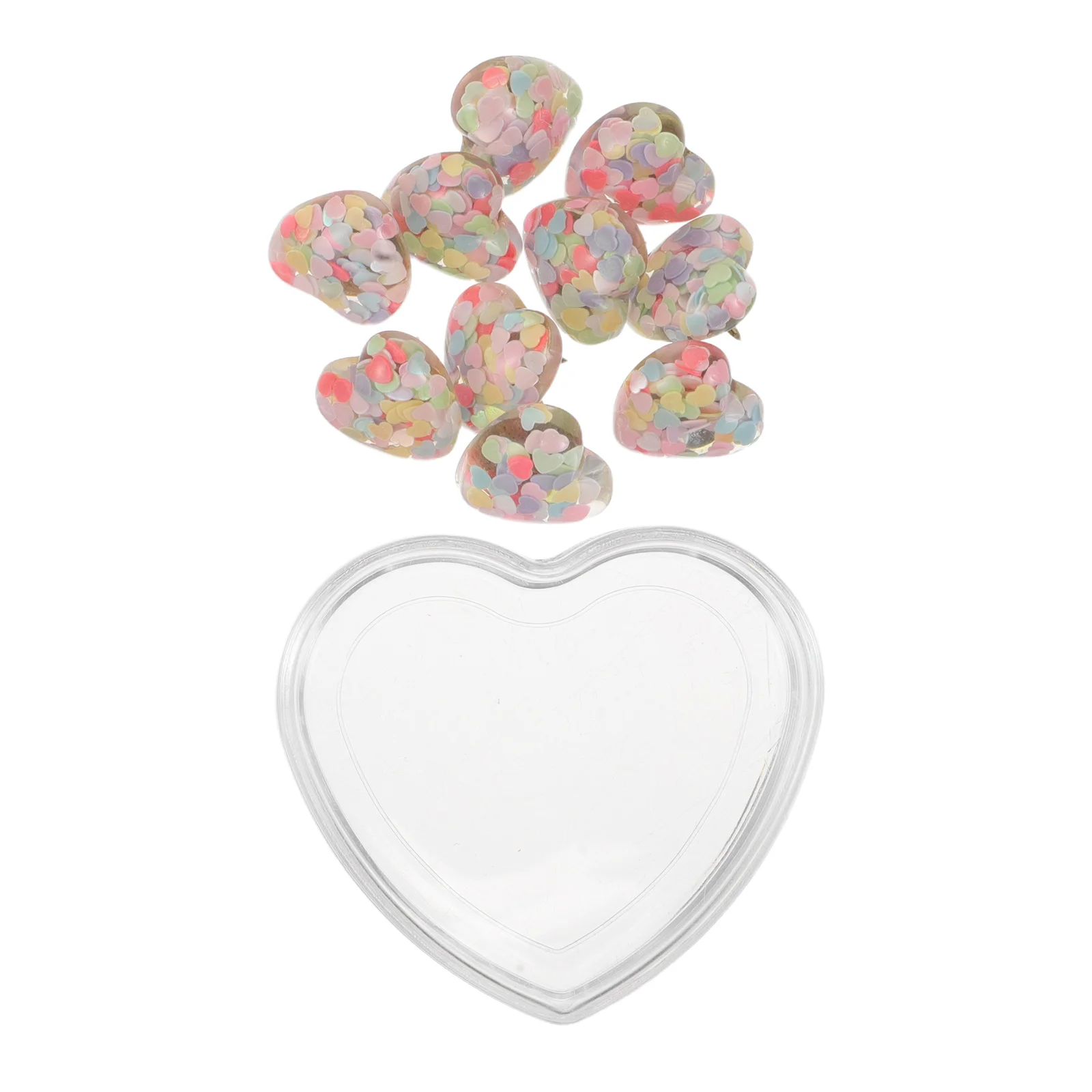 

10Pcs Heart Push Pins Decorative Thumbtacks Sequin Inside for Cork Boards Felt Boards Office Classroom Bulletin Memo Board