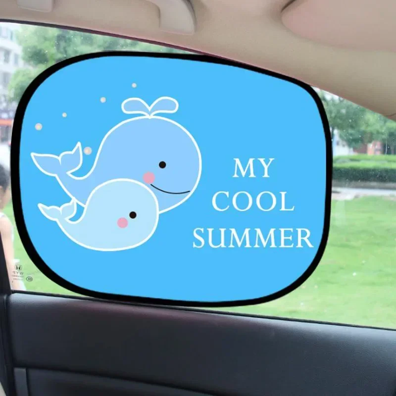 2pcs Car Sun Shades Rear Side Window Creative Design Cartoon Electrostatic Adsorption SunShade Cover Block For Children Adults