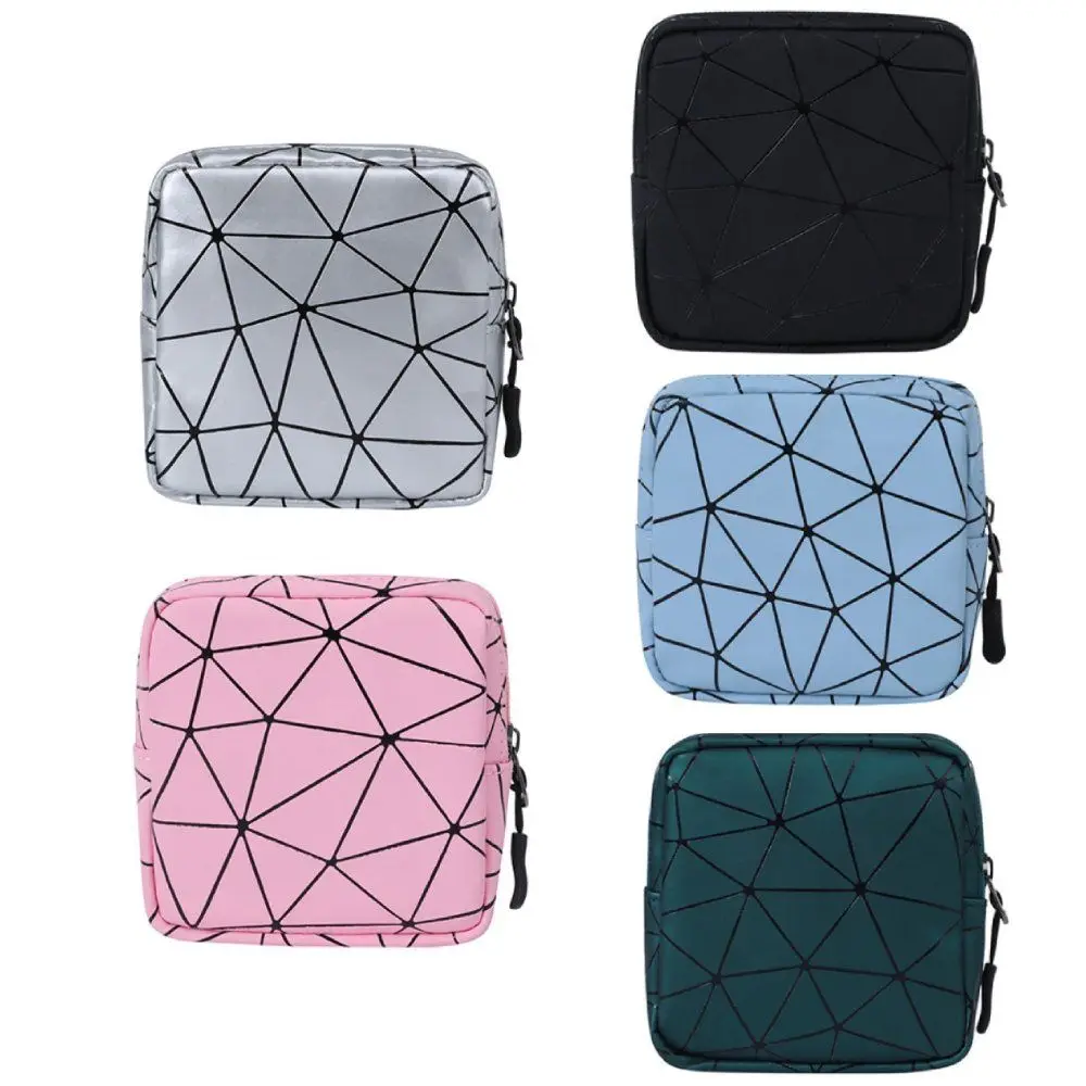 Rhombus Pattern Makeup Bags Portable Pad Pouch Bags Reusable Sanitary Napkin Storage Bag Storage Pouch Sanitary Napkin Bag