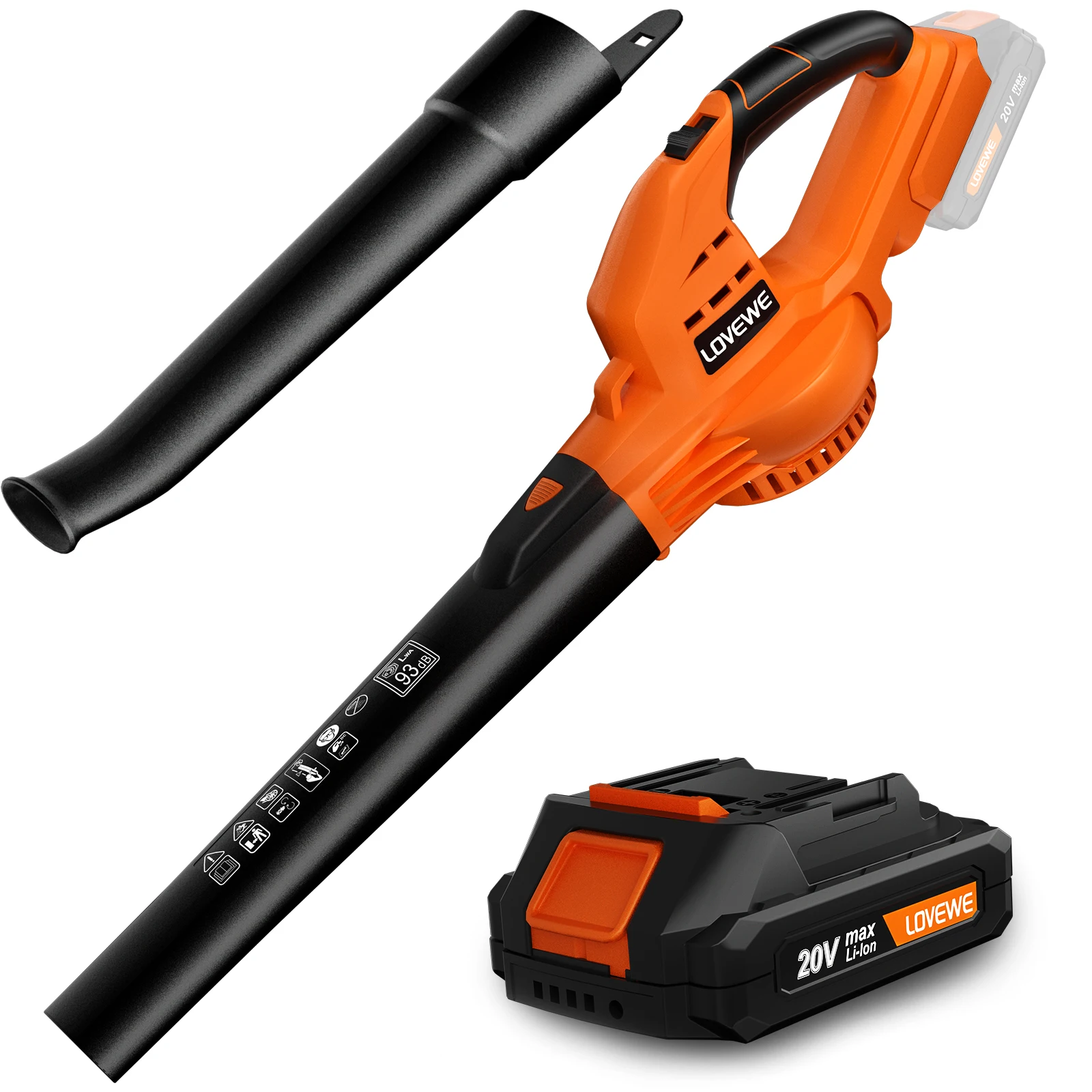 Cordless Leaf Blower, 150Mph Handheld Electric Leaf Blowers with 2.0Ah Battery & Fast Charger, 2 Speed Mode, 20V Battery Powered