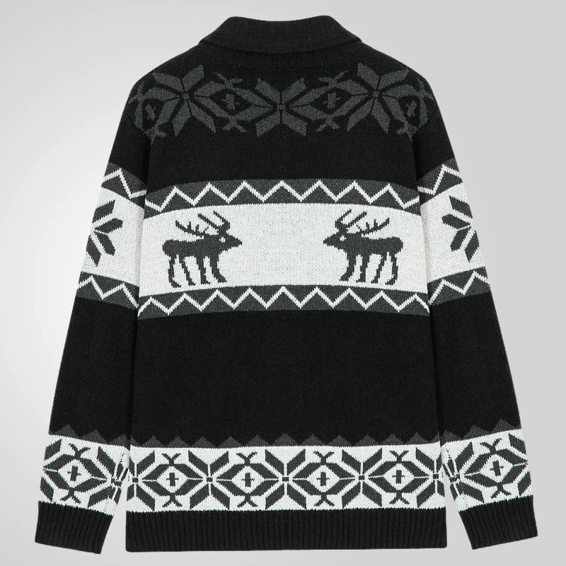 가을과 겨울 남성용 크리스마스 자카드 니트 스웨터 버튼과 카디건 포함, 유럽과 미국산 스웨터 재킷