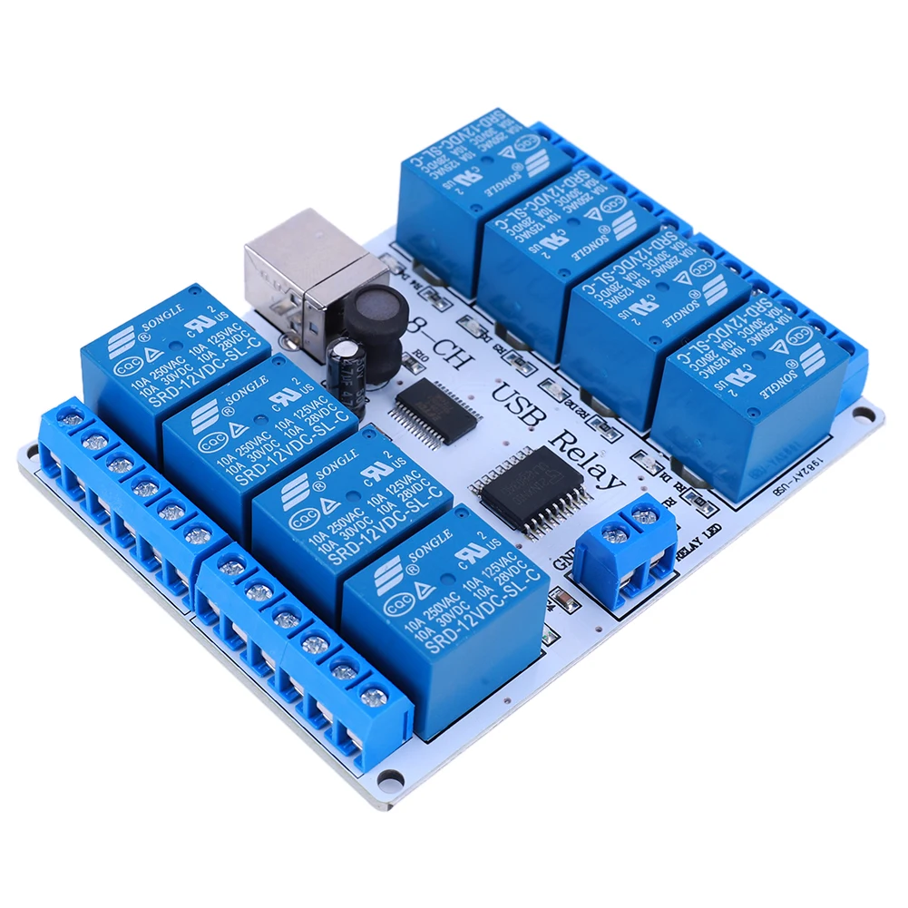 8 Channel USB Relay Control Switch DC 12V PC Intelligent Controller Programmable Computer Control Relay for Automation Robotics