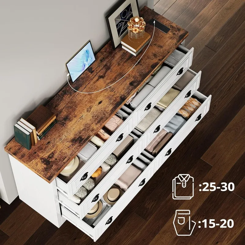 طقم غرفة نوم e، شريط طاقة، طقم أثاث غرفة نوم مكون من 3 قطع، خزانة ذات 6 أدراج وطاولتين ليليتين، خزانة ذات أدراج