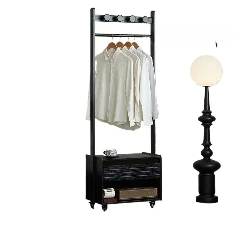 TTNordic Solid Wood Coat Rack Bedside Table Integrated Floor Hanger Bedroom Bedside Clothing Storage Rack