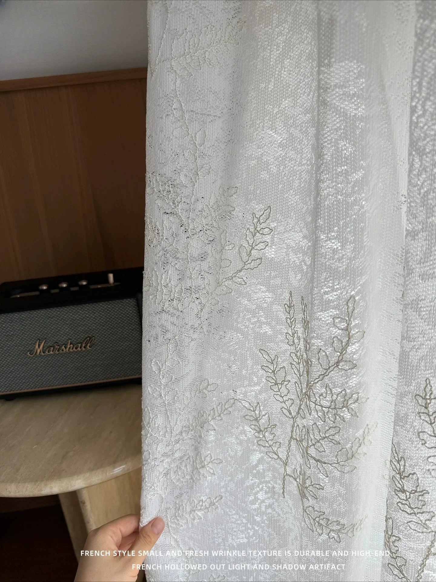 French Light Luxury Texture Hollow Rope Gauze White Gauze Light-proof and Fairy-like Custom Size Romantic Jacquard Gauze Curtain