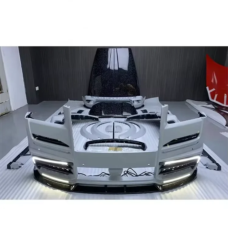 MSY نمط الألياف الزجاجية N مزورة ألياف الكربون مجموعة كاملة الجسم أطقم الجبهة الشفاه الناشر الوفير المصدات ل رولز رويس كولينان