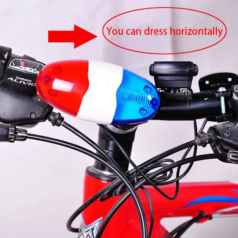 Bicycle Bell 6 LED 4 Tone Bicycle Horn Bike Call LED Bike Police Light Electronic Sound Loud Siren Kid Accessories Bike Scooter