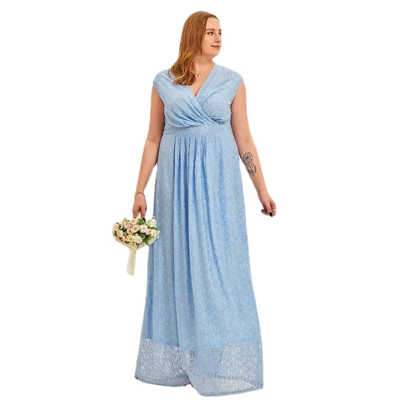 Vestidos de casamento de renda fina para mulheres, plus size, elegante e sexy, temperamento feminino, vestidos de noite leves, tamanho grande, novo, 2024