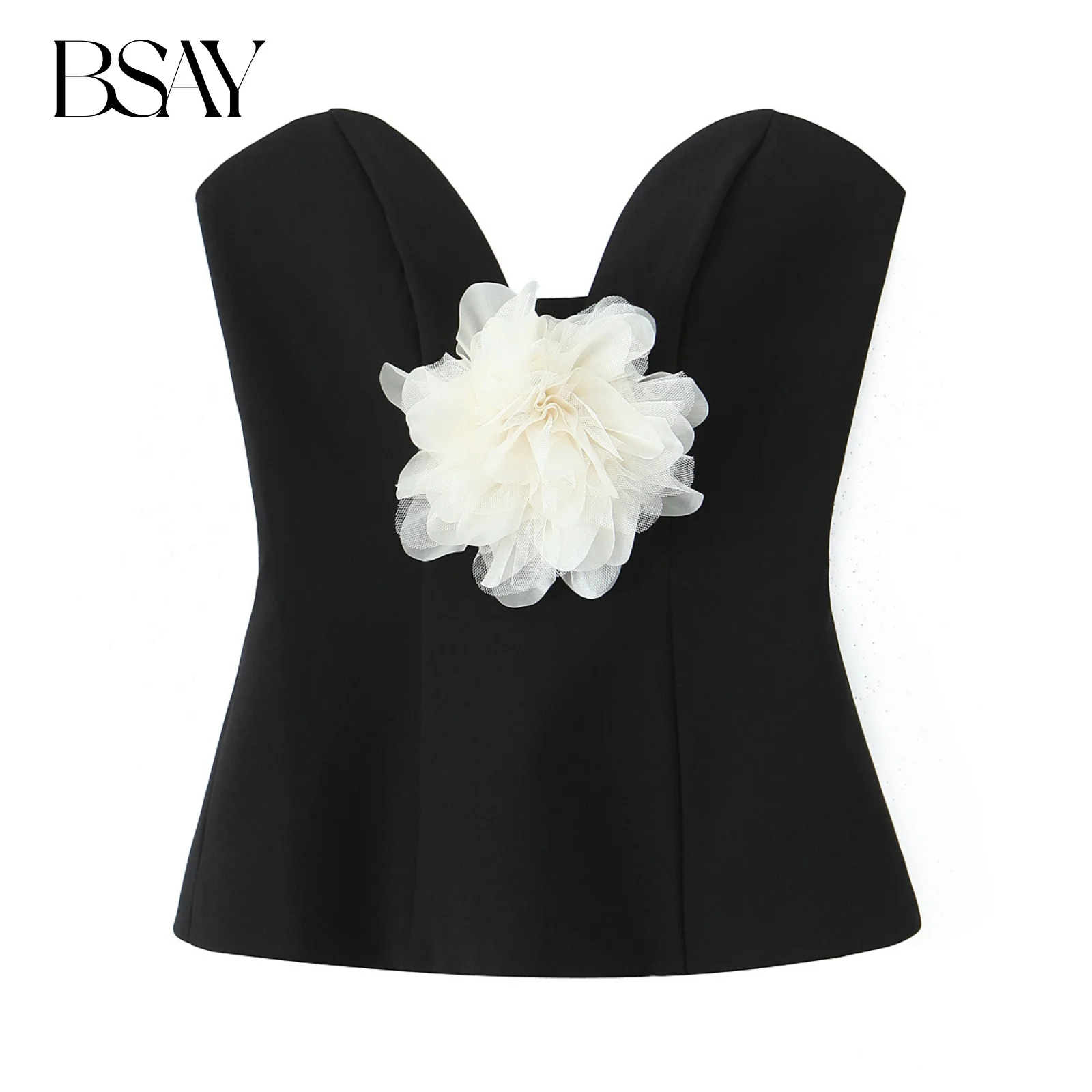 

BSAY Contrasting Flower Strapless Top for Women Fashion Autumn Winter Backless Tank Chic Female Sexy Streetwear Vest Mujer