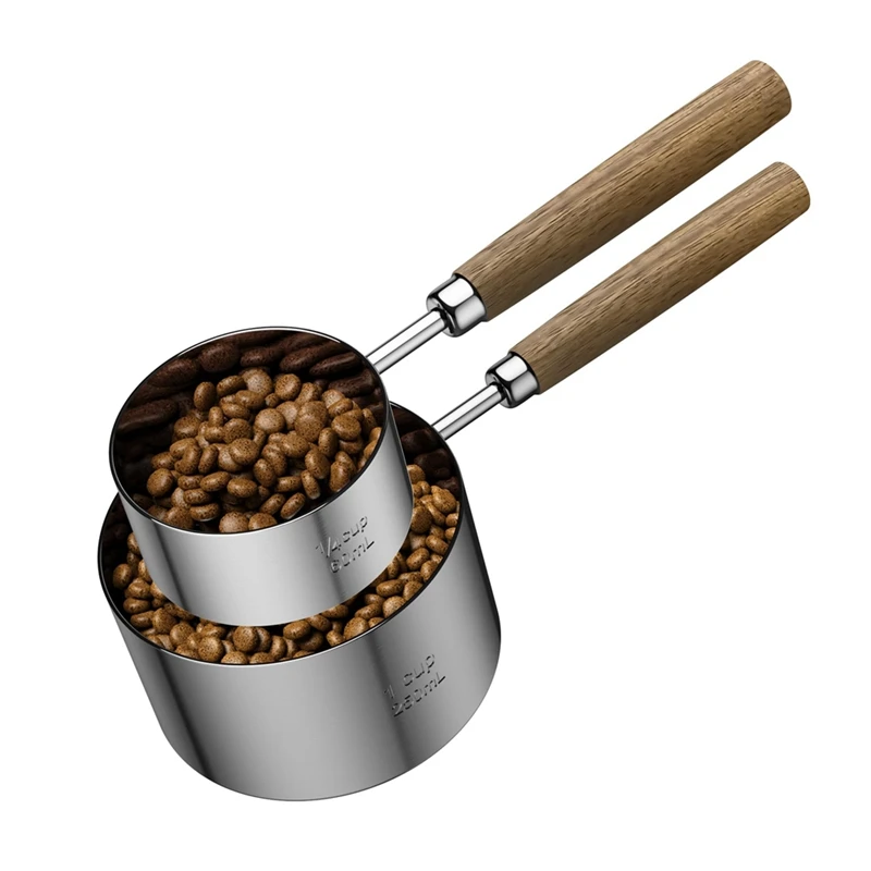 Stainless Steel Dog Food Scoop With Two-Pack Measuring-Cup: 1CUP And 1/4CUP-Perfect For Precise Pet Mealtime Portioning Durable