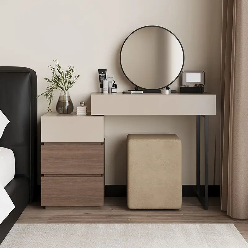 

Small apartment foldable solid wood dresser chest cabinet integrated movable bedroom bedside bedside table cosmetic table