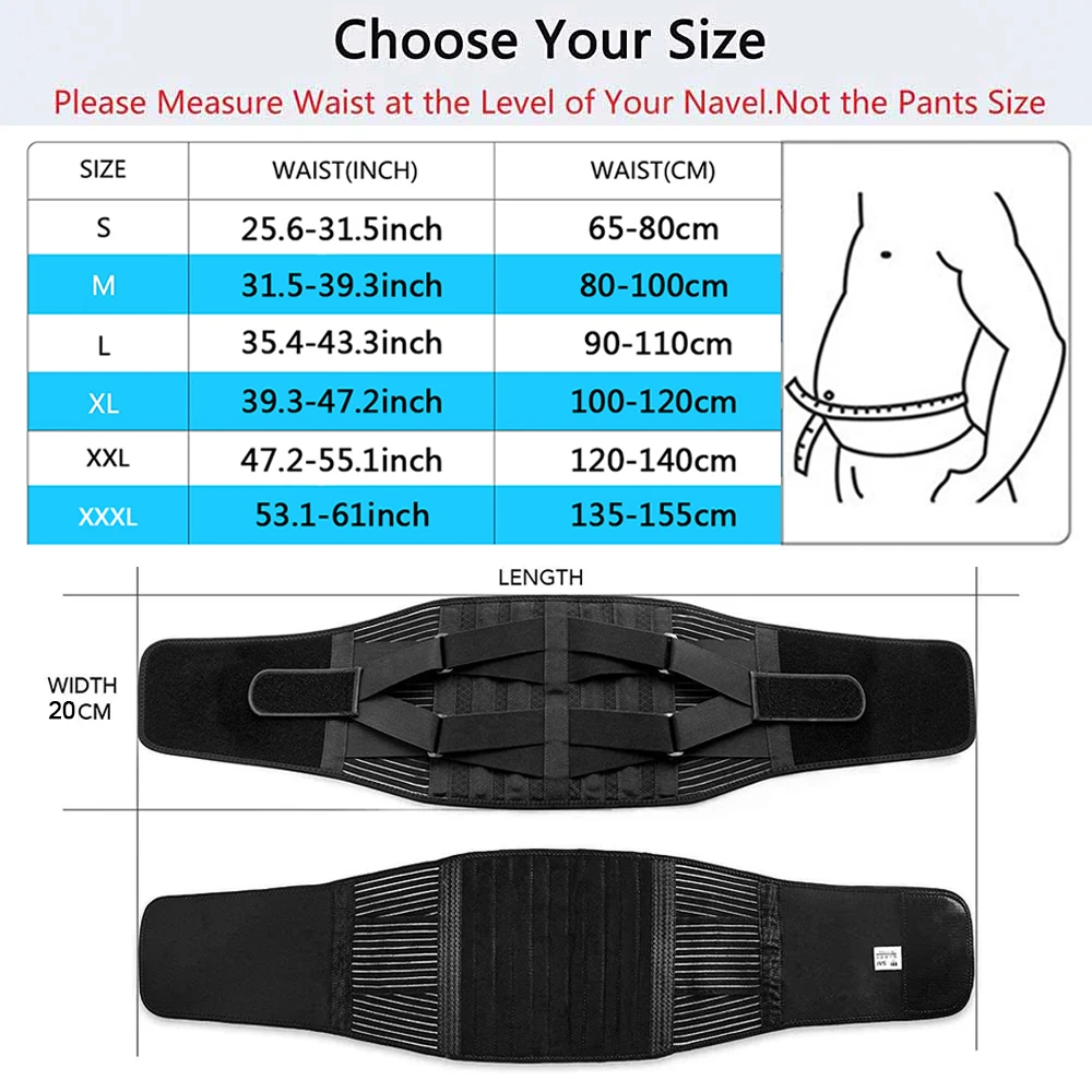 Elstiac – ceinture lombaire pour hommes et femmes, Support de taille, entraîneur, coussin lombaire réglable avec 6 cales, reliure abdominale,