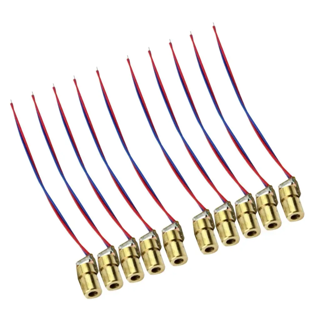 10 Pieces Dot Module 650nm 6mm Copper Diode Red Light Generator for Teaching Level Instrument