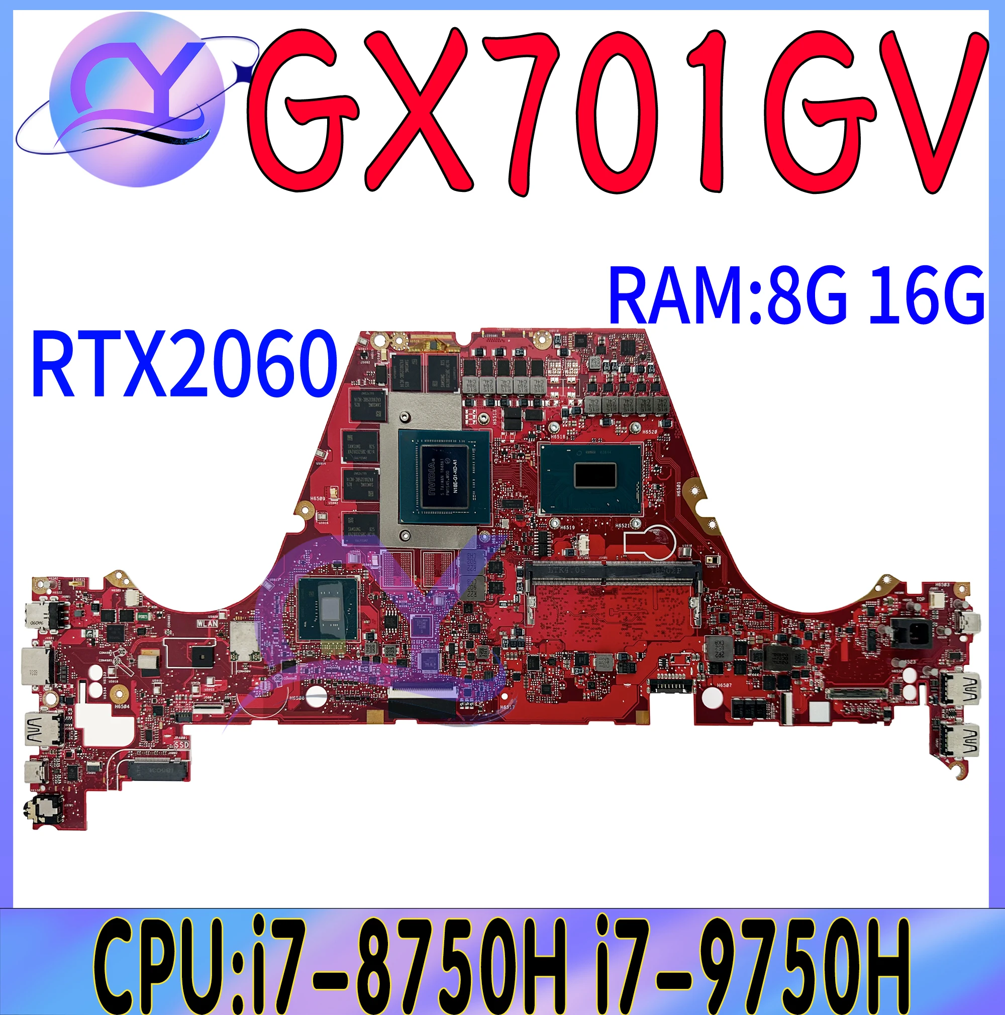 

GX701GX Mainboard For Asus ROG Zephyrus GX701GXH GX701G GX701GVR Laptop Motherboard i7-8750H i7-9750H RTX2060/2080 8GB/16GB-RAM