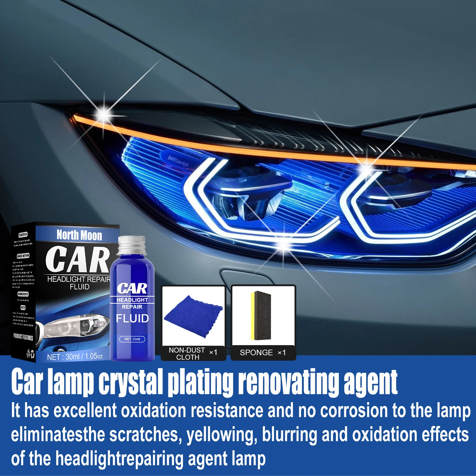 Car Headlight Restoration Polishing Kits Headlamp Scratch Remover Repair Cleaning Paste Remove Oxidation Headlight Polish Liquid