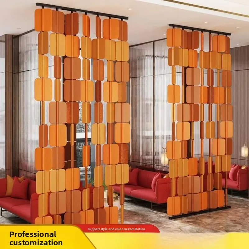 w23-Light luxury blade mobile rotating screen decorative saddle leather partition modern felt office soft partition lobby