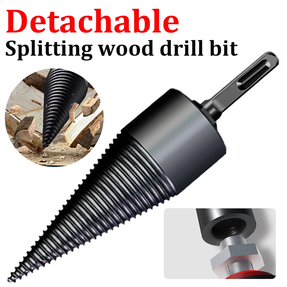 

Set of 6 32/42mm Removable Wood Splitting Drill Bits Wood Splitter Screw Cones Bit Square Round Hexagonal for Hammer Drill