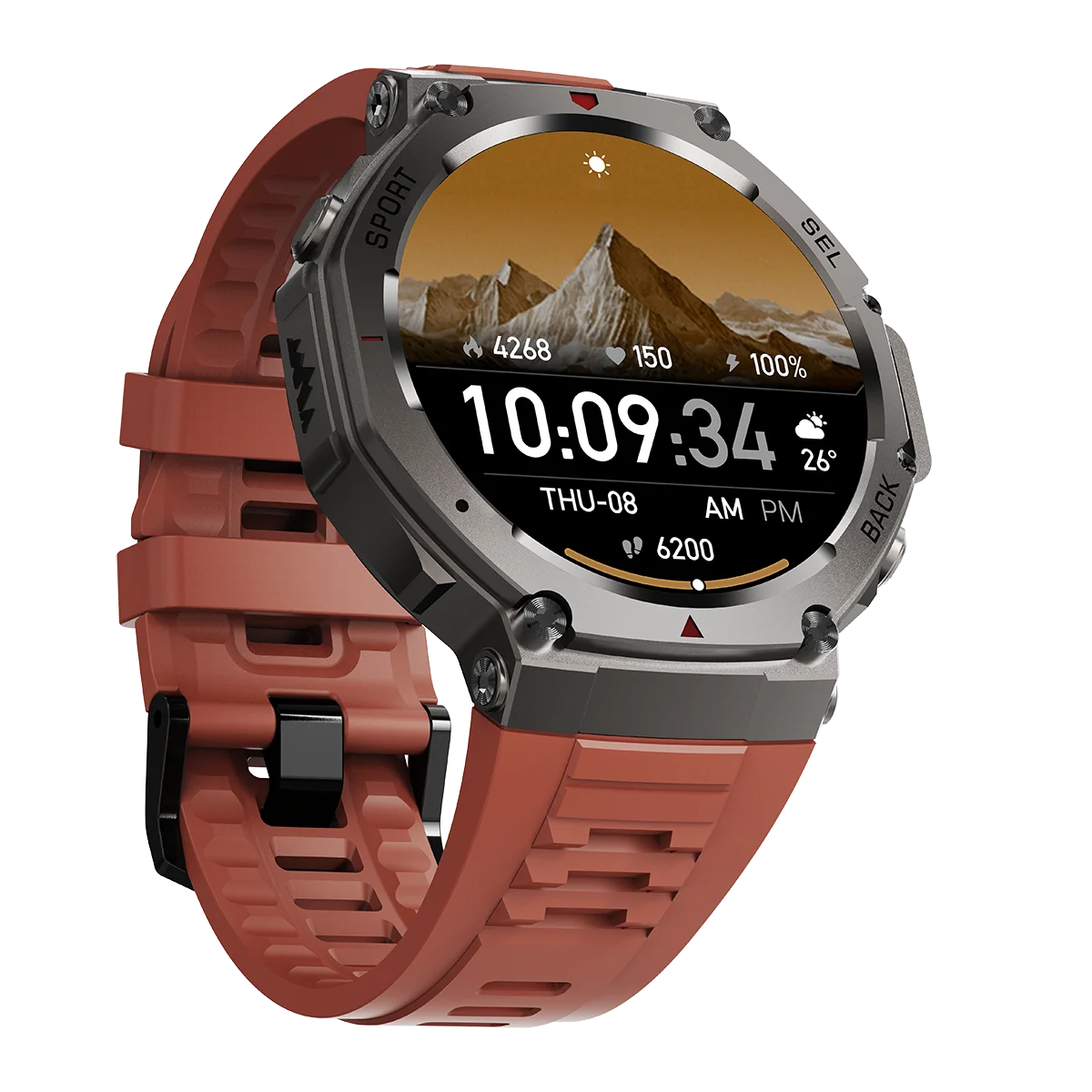 

Men's Sports Smart Watch Bluetooth-Compatible Pedometer Heart Rate Monitor Android 5.3 466x466 Screen 500mAh Battery