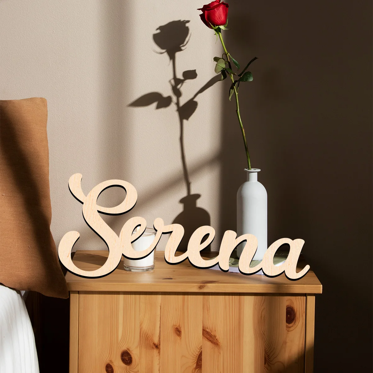 

1 pc seiena example Customized Text Wooden Decor Handcrafted with Elegant Cursive Lettering