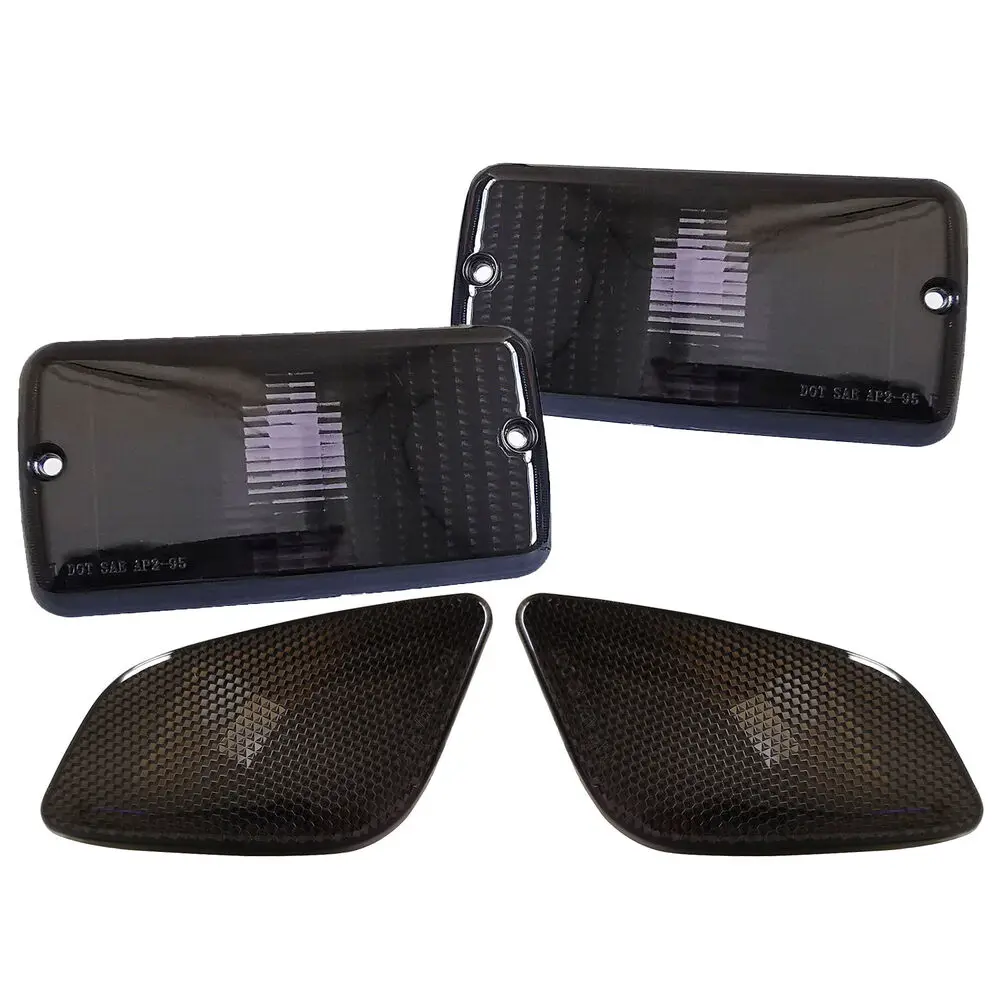 4PCS  Smoke Bumper Signal Fender Side Marker Lights For 1997-2006 Jeep Wrangler TJ