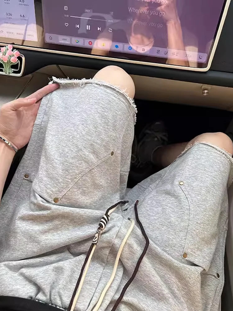 

ey Rivet Workwear orts Men Summer Thin Casual Loose American High Street Five-Part Sports Four-Part Pants ort Length