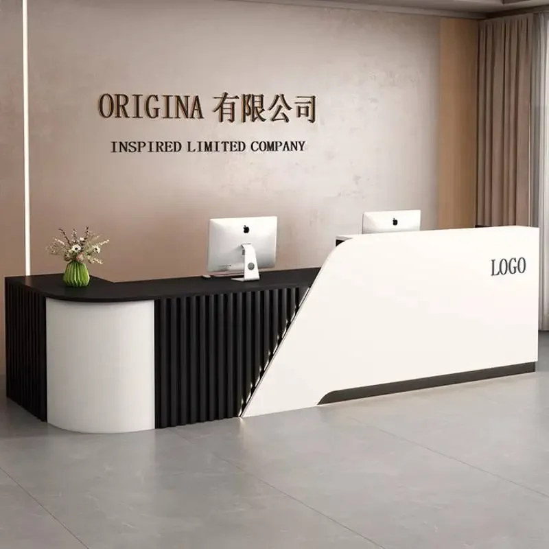 Design White Reception Desks Luxury Small Orange Classic Business Reception Desk Modern Wood Empfangs Theke Office Furniture