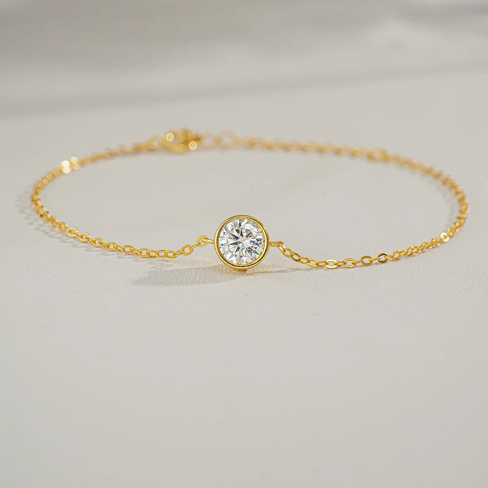 

18K Gold Inlaid Bracelet, Moissanite Jewelry, Moissanite T Home Fashion Bubble Bracelet, Women's Platinum PT950 Diamond Bracelet