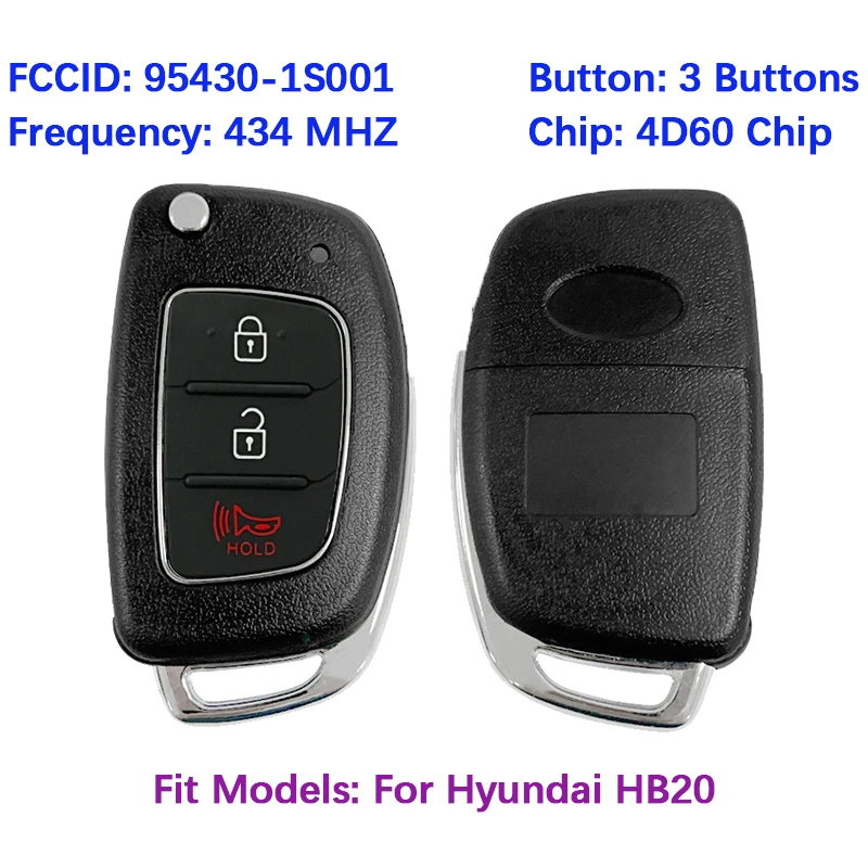 

CN020049 Aftermarket 3 кнопки умный дистанционный ключ 95430-1S001 FCC OKA-866T 4D60Chip 434 МГц без ключа для Hyundai HB20 2012-2020