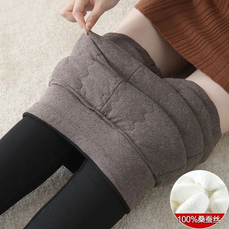 Soft Wear Women Winter Keep Warm Legging Skinny Down Cotton Pants Padded Quilted Trousers Elastic Waist Casual Leggings T239