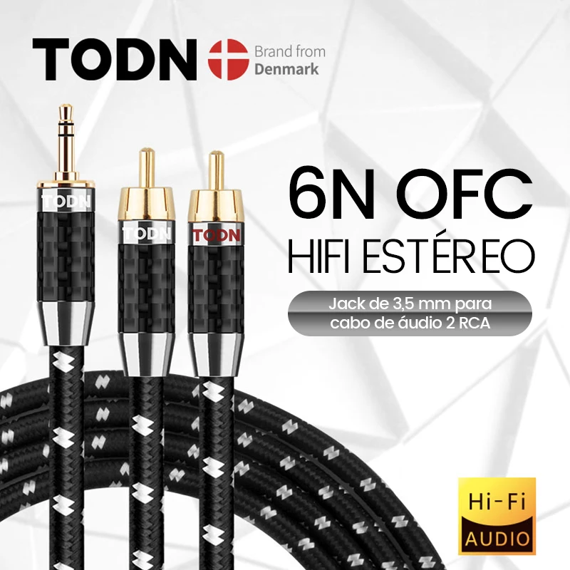 Tnn cabo rca estéreo de alta fidelidade 3.5mm para 2rca cabo de áudio aux rca jack 3.5 y divisor para amplificadores áudio cabo de cinema em casa rca