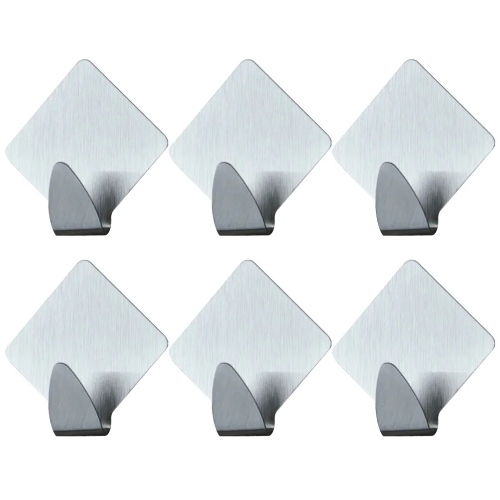 6 Sets/12PCS Bathroom Hooks Door Back Stainless Steel Hanging Heavy Duty Clothes Rack