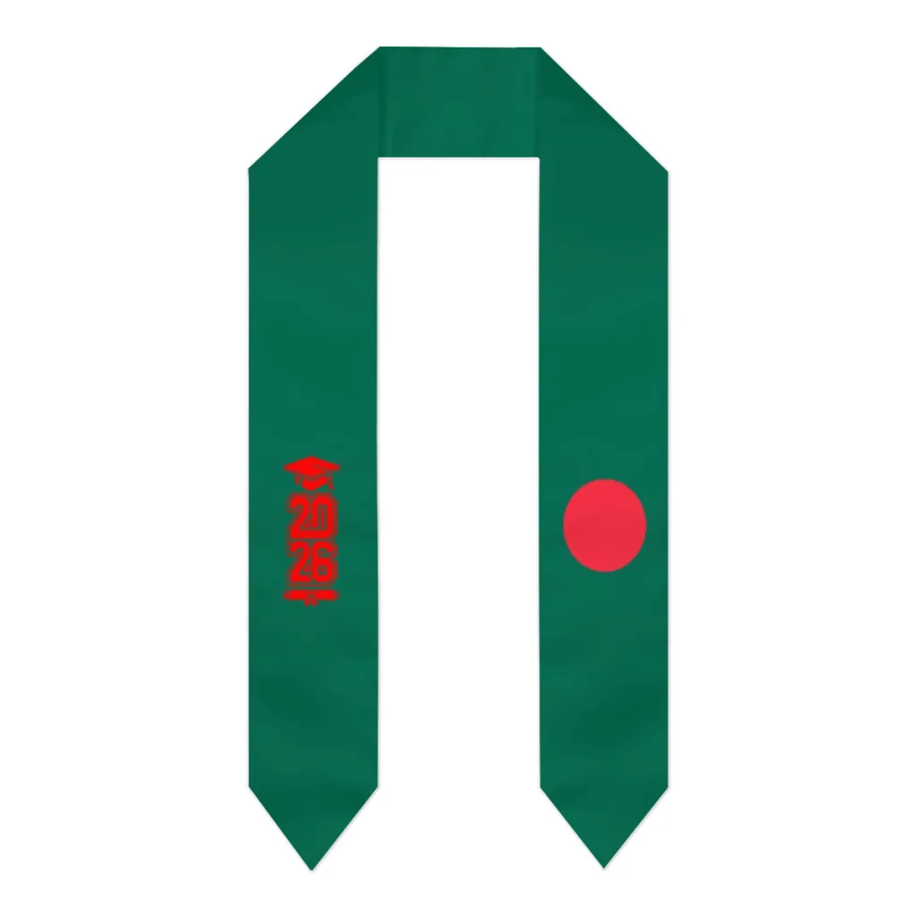 Class of 2026 Bangladesh Flag Scarf Graduation Sash Stole International Study Abroad Adult Unisex Party Accessory Top Print