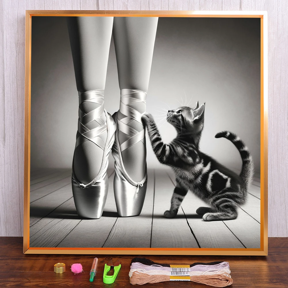 

Ballet Girl Cat Printed Fabric Cross-Stitch Patterns Embroidery Knitting Handiwork Sewing Handmade Stamped Wholesale Mulina