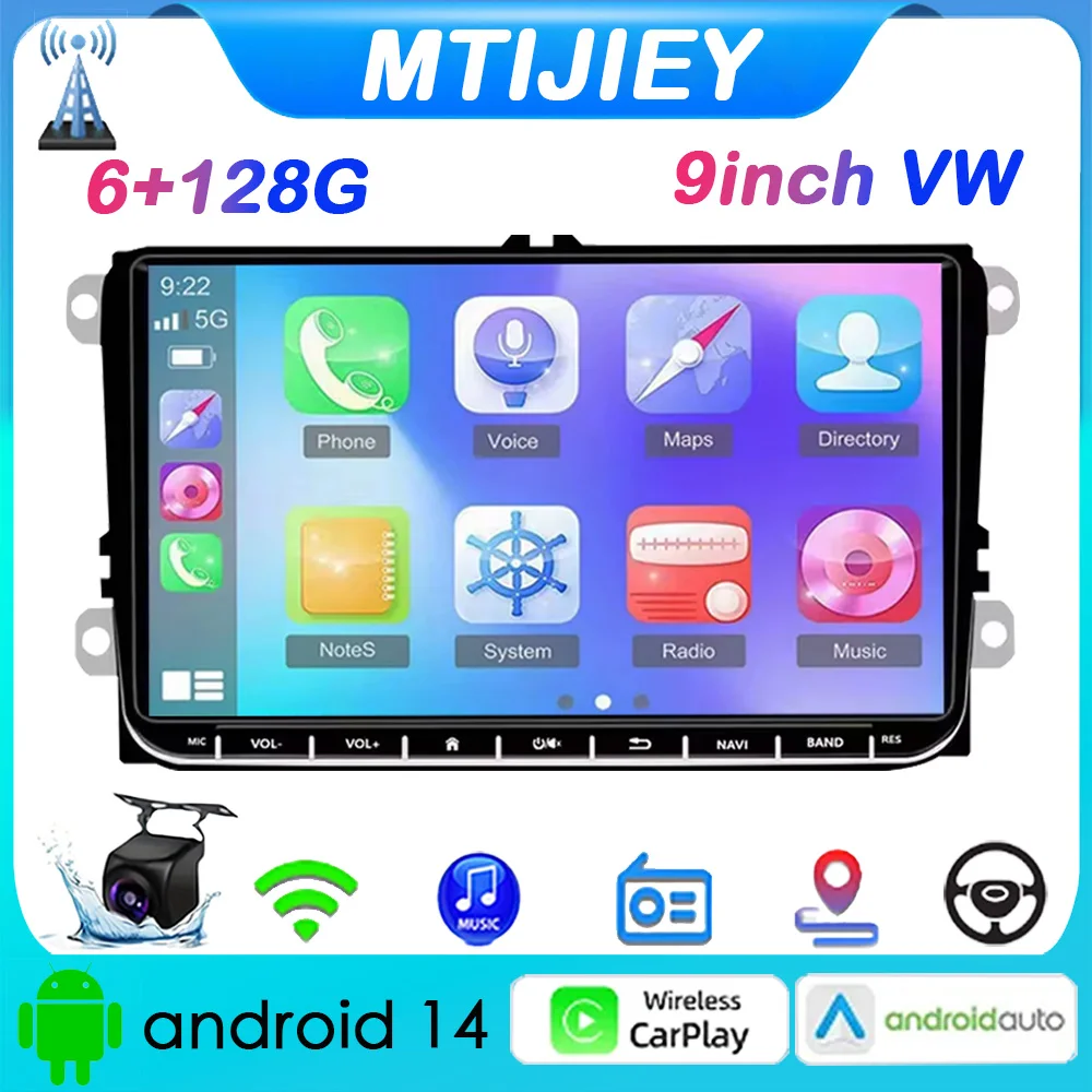 

9" 2Din Android 14 GPS Wifi BT Car Multimedia Player for Volkswagen/Volkswagen/Golf/Polo/Tiguan/Passat/b7/b6/SEAT/Leon/Skoda
